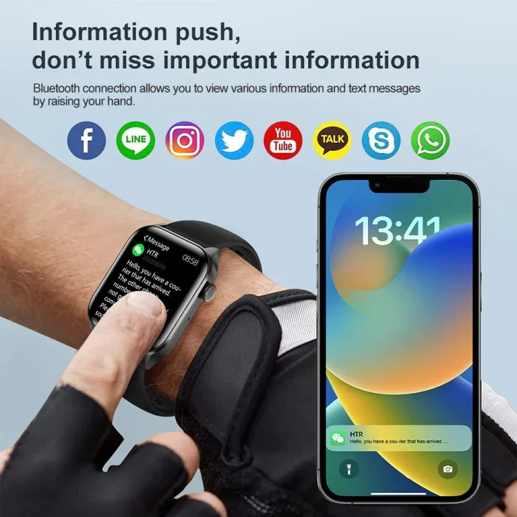 T12Pro สมาร์ทวอทช์หน้าจอ 1.85 นิ้ว กันน้ำ IP67 สำหรับกีฬาและตรวจสุขภาพ รองรับการโทรบลูทูธ