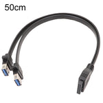 สายแผง USB3.0 19 พิน สำหรับเมนบอร์ด ด้านหน้าเป็นสายแบนแบบสองพอร์ต A ตัวเมีย ยาว 30 ซม., 50 ซม., 80 ซม.