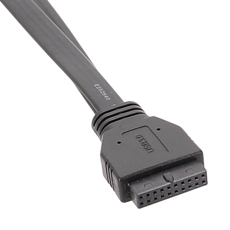 สายแผง USB3.0 19 พิน สำหรับเมนบอร์ด ด้านหน้าเป็นสายแบนแบบสองพอร์ต A ตัวเมีย ยาว 30 ซม., 50 ซม., 80 ซม.