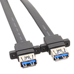 สายแผง USB3.0 19 พิน สำหรับเมนบอร์ด ด้านหน้าเป็นสายแบนแบบสองพอร์ต A ตัวเมีย ยาว 30 ซม., 50 ซม., 80 ซม.