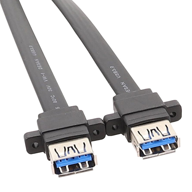 สายแผง USB3.0 19 พิน สำหรับเมนบอร์ด ด้านหน้าเป็นสายแบนแบบสองพอร์ต A ตัวเมีย ยาว 30 ซม., 50 ซม., 80 ซม.
