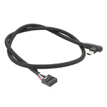 สายข้อมูล USB 9 พิน เป็น Type-C แบบข้อศอก สำหรับเมนบอร์ด สายถัก ยาว 60 ซม.