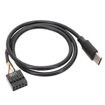 สายข้อมูล USB 9 พิน เป็น Type-C แบบตรง สำหรับเมนบอร์ด สายหุ้มเกราะคู่ ยาว 50 ซม.