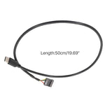 สายข้อมูล USB 9 พิน เป็น Type-C แบบตรง สำหรับเมนบอร์ด สายหุ้มเกราะคู่ ยาว 50 ซม.