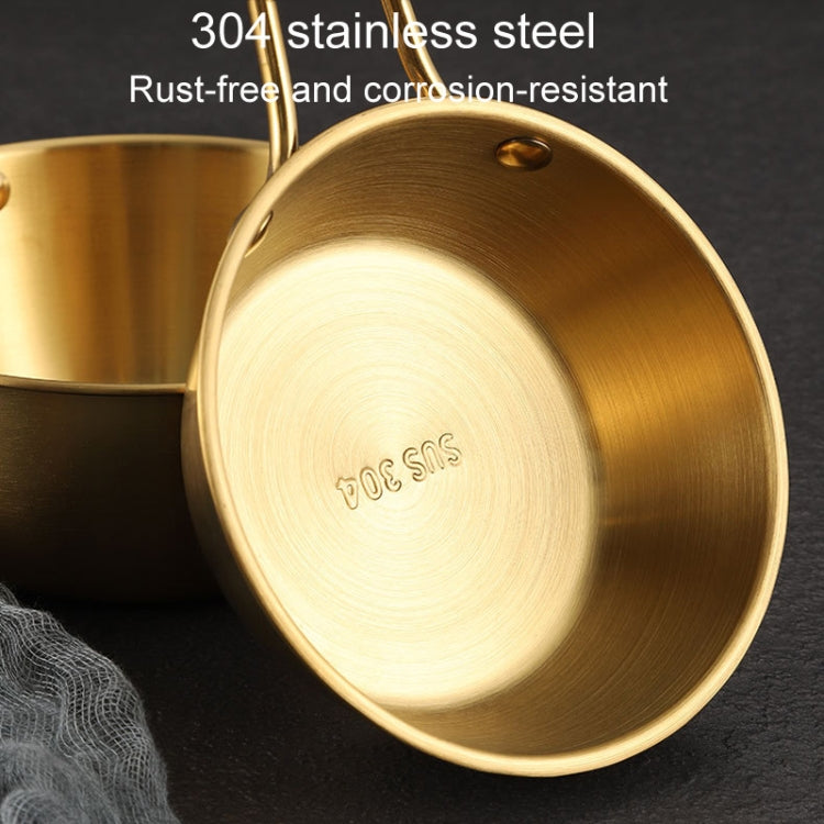 ชามเครื่องปรุงสแตนเลส 304 สำหรับร้านอาหาร ขนาด 10.5 ซม. ถึง 17 ซม. พร้อมด้ามจับ สีเงินและสีทอง