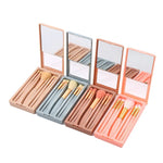 ชุดแปรงแต่งหน้าพร้อมกระจกแบบมีหน้าต่าง 5 in 1 แบบพกพา สีถั่วแดง ชมพู ฟ้า