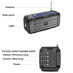 BDL-187 ลำโพงบลูทูธไร้สายพลังงานแสงอาทิตย์ LED สำหรับแคมป์ปิ้งกลางแจ้ง พร้อมวิทยุ FM แบบพกพา