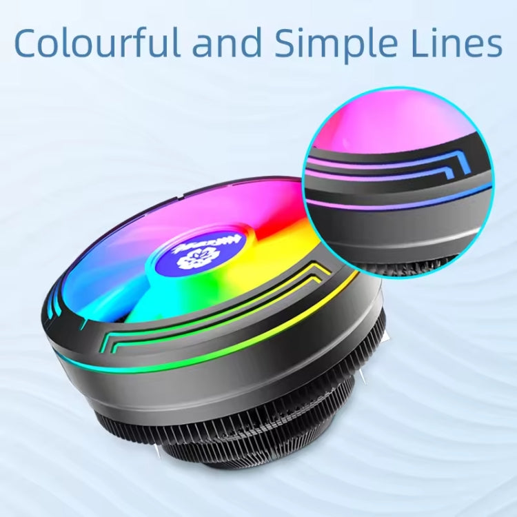 พัดลมระบายความร้อน CPU แบบเดสก์ท็อป LED สีสันสดใส 4 พิน รุ่น Ice Blade W120
