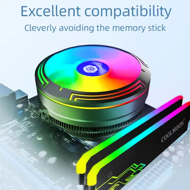 พัดลมระบายความร้อน CPU แบบเดสก์ท็อป LED สีสันสดใส 4 พิน รุ่น Ice Blade W120