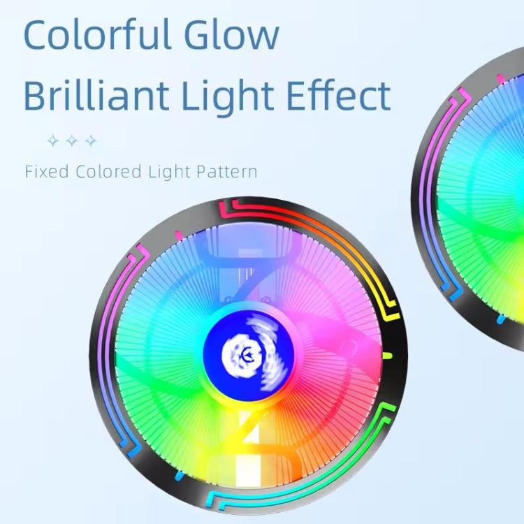 พัดลมระบายความร้อน CPU แบบเดสก์ท็อป LED สีสันสดใส 4 พิน รุ่น Ice Blade W120