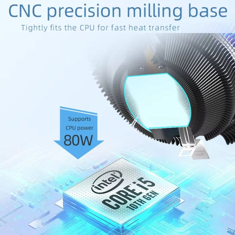 พัดลมระบายความร้อน CPU แบบเดสก์ท็อป LED สีสันสดใส 4 พิน รุ่น Ice Blade W120