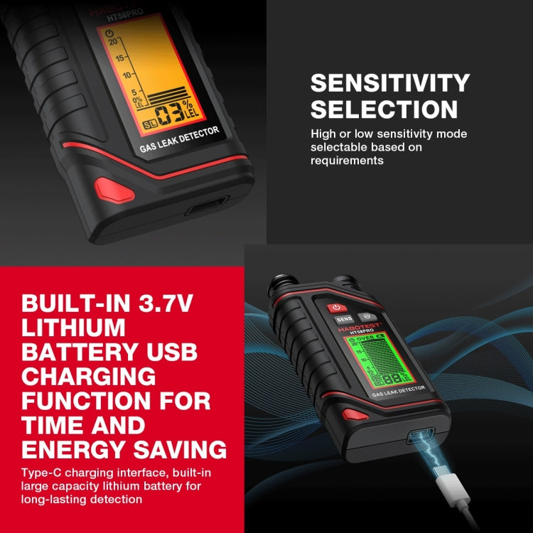 เครื่องตรวจจับแก๊สแบบพกพาชาร์จไฟได้ HABOTEST รุ่น HT629