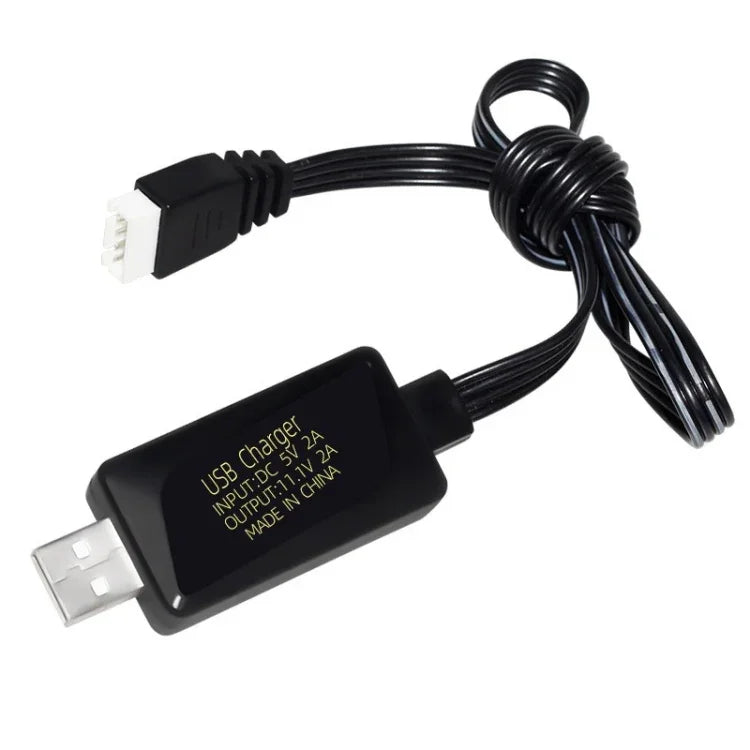 แบตเตอรี่ลิเธียม 11.1V 2A 3S พร้อมที่ชาร์จ USB มีไฟ, ปลั๊ก 4 พิน
