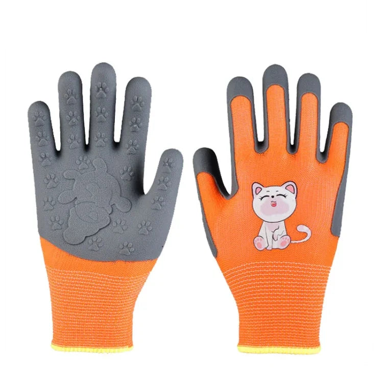 1pair TPE Children Cartoon Gloves Hamster Parrot Anti-scratch Bite Student Gardening Protective Anti-slip Wear-resistant Gloves, S Orange, S Blue, S Yellow, M Orange, M Blue, M Yellow, L Orange