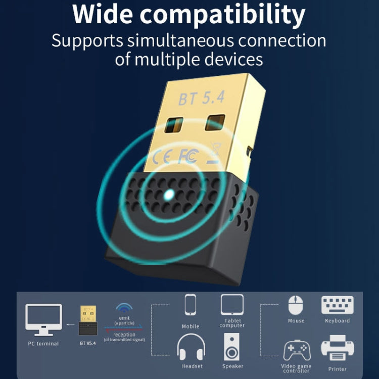 อะแดปเตอร์ USB Bluetooth 5.4 ตัวส่งและรับสัญญาณเสียง Bluetooth สำหรับพีซี, Bluetooth 5.4