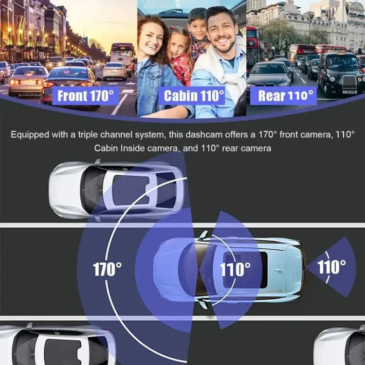 3 Lens HD 1080P Infrared Night Vision WIFI Mobile Phone Playback Driving Recorder