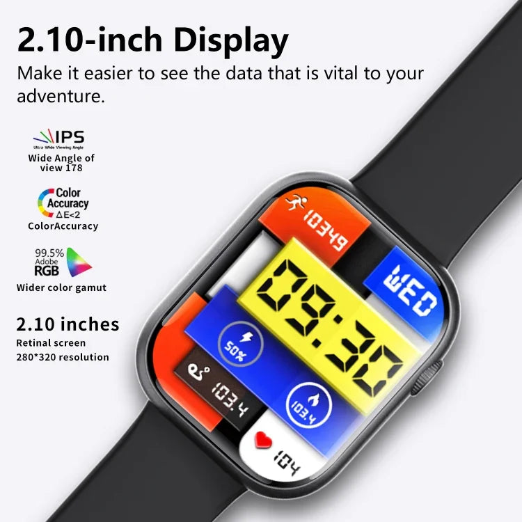นาฬิกาอัจฉริยะ F70 จอ 2.1 นิ้ว พร้อมตรวจน้ำตาลในเลือด/ออกซิเจนในเลือด / สัญญาณเตือน SOS / โหมดกีฬามากกว่า 100 แบบ ซิลิโคนสีดำ, ดำชมพู, ดำเทา, เหล็ก 3 เม็ดสีดำ, Milan สีดำ, หนังสีดำ, หนังสีน้ำตาลดำ, ไม้ไผ่สีดำ, เหล็ก 3 เม็ดสีเงินดำ