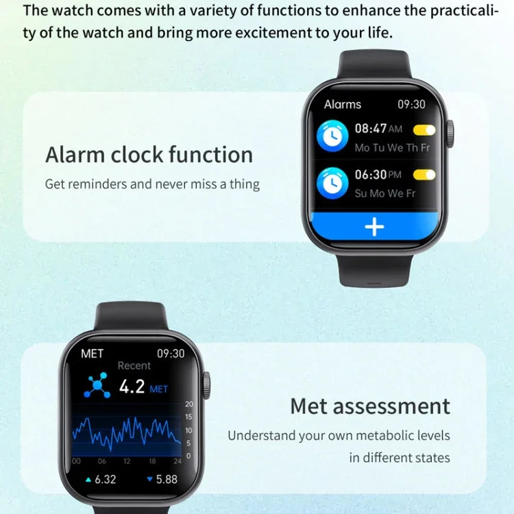 นาฬิกาอัจฉริยะ F70 จอ 2.1 นิ้ว พร้อมตรวจน้ำตาลในเลือด/ออกซิเจนในเลือด / สัญญาณเตือน SOS / โหมดกีฬามากกว่า 100 แบบ ซิลิโคนสีดำ, ดำชมพู, ดำเทา, เหล็ก 3 เม็ดสีดำ, Milan สีดำ, หนังสีดำ, หนังสีน้ำตาลดำ, ไม้ไผ่สีดำ, เหล็ก 3 เม็ดสีเงินดำ