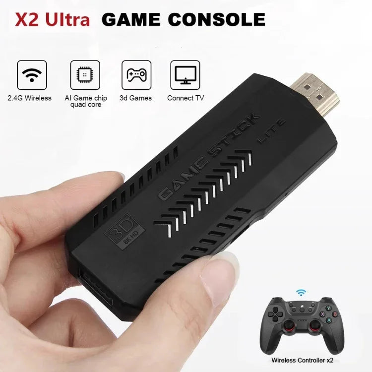 เครื่องเล่นวิดีโอเกม X2 Ultra พร้อมจอยไร้สายคู่ 2.4G, 64GB, 128GB, 256GB