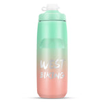 WEST BIKING ขวดน้ำจักรยาน 750ML แบบพกพาสำหรับปั่นจักรยานกลางแจ้ง สีขาวชมพูไล่เฉด, สีดำเทาไล่เฉด, สีน้ำเงินไล่เฉด, สีเขียวเข้มไล่เฉด, สีเขียวชมพูไล่เฉด, สีเหลืองเขียวไล่เฉด, สีดำเขียวไล่เฉด, สีดำแดงไล่เฉด