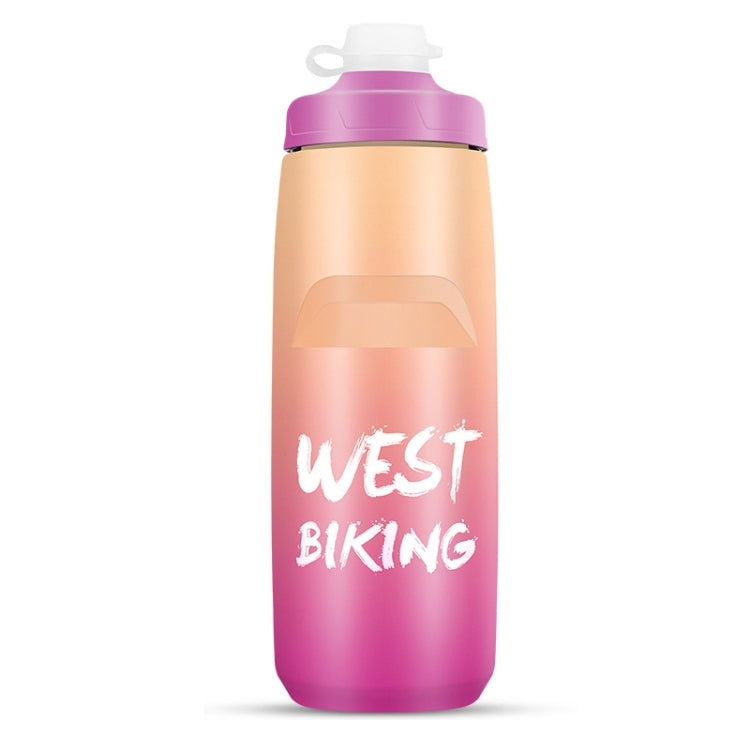 WEST BIKING ขวดน้ำจักรยาน 750ML แบบพกพาสำหรับปั่นจักรยานกลางแจ้ง สีขาวชมพูไล่เฉด, สีดำเทาไล่เฉด, สีน้ำเงินไล่เฉด, สีเขียวเข้มไล่เฉด, สีเขียวชมพูไล่เฉด, สีเหลืองเขียวไล่เฉด, สีดำเขียวไล่เฉด, สีดำแดงไล่เฉด