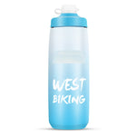 WEST BIKING ขวดน้ำจักรยาน 750ML แบบพกพาสำหรับปั่นจักรยานกลางแจ้ง สีขาวชมพูไล่เฉด, สีดำเทาไล่เฉด, สีน้ำเงินไล่เฉด, สีเขียวเข้มไล่เฉด, สีเขียวชมพูไล่เฉด, สีเหลืองเขียวไล่เฉด, สีดำเขียวไล่เฉด, สีดำแดงไล่เฉด
