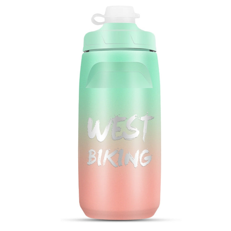 WEST BIKING ขวดน้ำจักรยาน 620ML แบบพกพาสำหรับปั่นจักรยานกลางแจ้ง สีขาวชมพูไล่เฉด, สีดำเทาไล่เฉด, สีน้ำเงินไล่เฉด, สีเขียวเข้มไล่เฉด, สีเขียวชมพูไล่เฉด, สีเหลืองเขียวไล่เฉด, สีดำเขียวไล่เฉด, สีดำแดงไล่เฉด