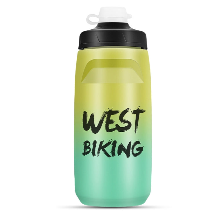 WEST BIKING ขวดน้ำจักรยาน 620ML แบบพกพาสำหรับปั่นจักรยานกลางแจ้ง สีขาวชมพูไล่เฉด, สีดำเทาไล่เฉด, สีน้ำเงินไล่เฉด, สีเขียวเข้มไล่เฉด, สีเขียวชมพูไล่เฉด, สีเหลืองเขียวไล่เฉด, สีดำเขียวไล่เฉด, สีดำแดงไล่เฉด