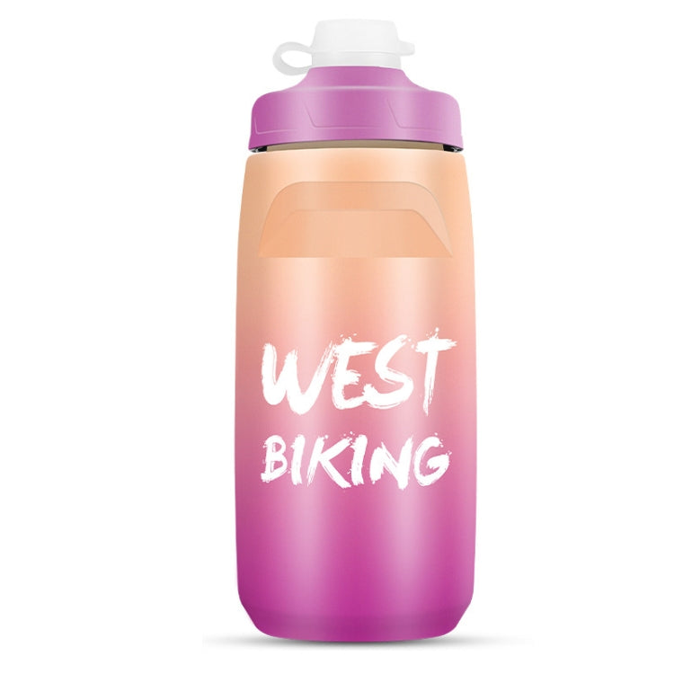 WEST BIKING ขวดน้ำจักรยาน 620ML แบบพกพาสำหรับปั่นจักรยานกลางแจ้ง สีขาวชมพูไล่เฉด, สีดำเทาไล่เฉด, สีน้ำเงินไล่เฉด, สีเขียวเข้มไล่เฉด, สีเขียวชมพูไล่เฉด, สีเหลืองเขียวไล่เฉด, สีดำเขียวไล่เฉด, สีดำแดงไล่เฉด