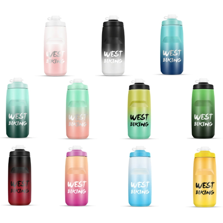 WEST BIKING ขวดน้ำจักรยาน 620ML แบบพกพาสำหรับปั่นจักรยานกลางแจ้ง สีขาวชมพูไล่เฉด, สีดำเทาไล่เฉด, สีน้ำเงินไล่เฉด, สีเขียวเข้มไล่เฉด, สีเขียวชมพูไล่เฉด, สีเหลืองเขียวไล่เฉด, สีดำเขียวไล่เฉด, สีดำแดงไล่เฉด
