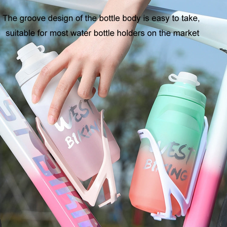 WEST BIKING ขวดน้ำจักรยาน 620ML แบบพกพาสำหรับปั่นจักรยานกลางแจ้ง สีขาวชมพูไล่เฉด, สีดำเทาไล่เฉด, สีน้ำเงินไล่เฉด, สีเขียวเข้มไล่เฉด, สีเขียวชมพูไล่เฉด, สีเหลืองเขียวไล่เฉด, สีดำเขียวไล่เฉด, สีดำแดงไล่เฉด