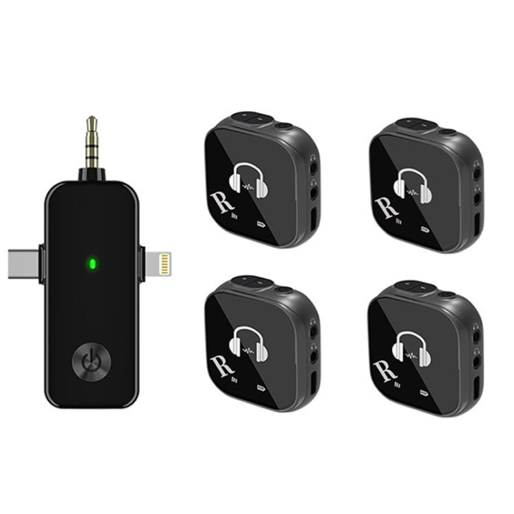 ระบบมอนิเตอร์ไร้สาย 5.8G แบบใส่ในหู รองรับการมอนิเตอร์หูฟังคู่, หนึ่งต่อสอง, หนึ่งต่อสี่