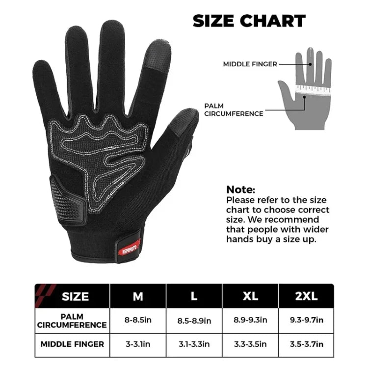 ถุงมือขี่มอเตอร์ไซค์กลางแจ้ง กันลื่น หน้าจอสัมผัส ป้องกันแดด, M, L, XL, XXL