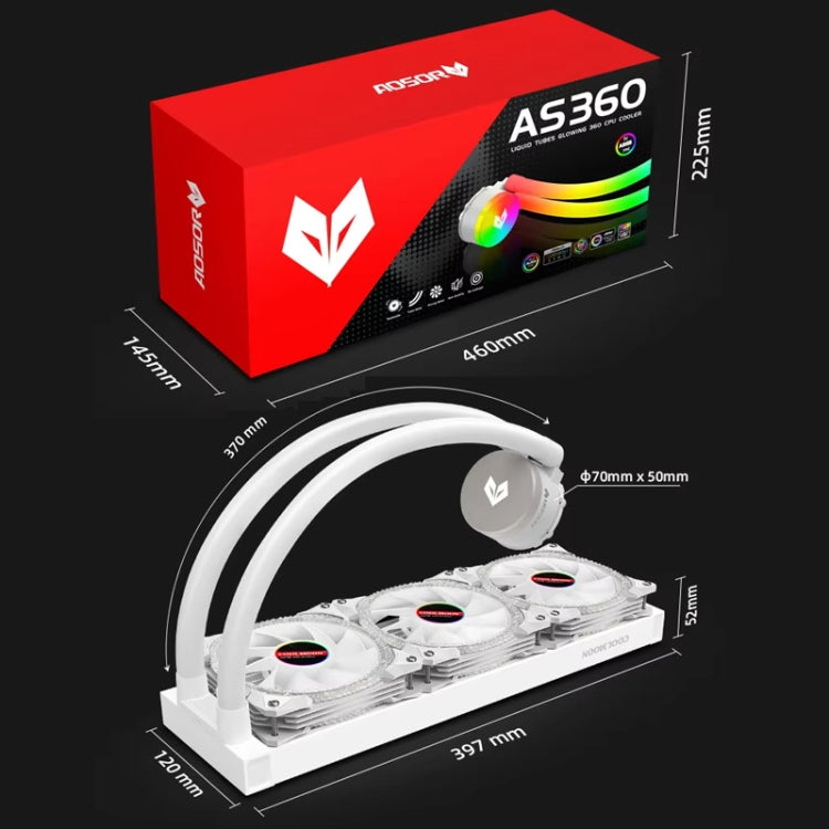 COOLMOON AS360 รุ่น Magic Diamond Edition พัดลมระบายความร้อนคอมพิวเตอร์ ARGB ระบบน้ำพร้อมไฟ LED รวมหม้อน้ำ CPU, AS360