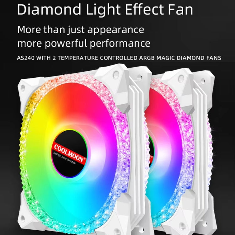 COOLMOON AS360 รุ่น Magic Diamond Edition พัดลมระบายความร้อนคอมพิวเตอร์ ARGB ระบบน้ำพร้อมไฟ LED รวมหม้อน้ำ CPU, AS360