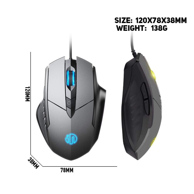 เมาส์เกมมีสาย Inphic PW1H 6 ปุ่ม เงียบ มีไฟส่องสว่าง