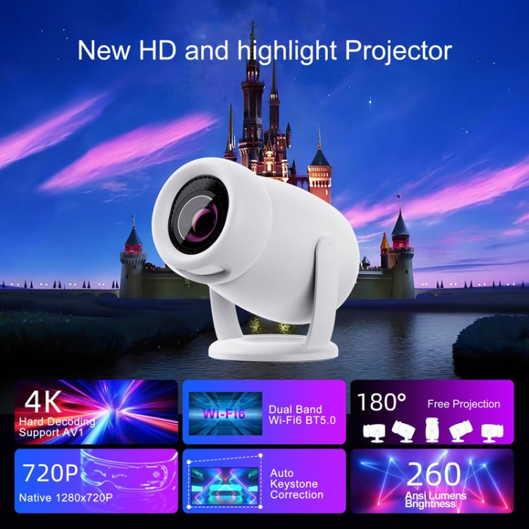 โปรเจคเตอร์อัจฉริยะระบบ Android 12.0 HY400 แบบพกพาสำหรับครอบครัว, ปลั๊ก US, ปลั๊ก EU, ปลั๊ก UK, ปลั๊ก AU