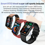 สมาร์ทวอทช์วงแหวนวัด ECG อุณหภูมิ อัตราการเต้นหัวใจ ความดันโลหิต สุขภาพ รองรับบลูทูธสำหรับโทรศัพท์ สีซิลิโคนดำ สีซิลิโคนแดง สีซิลิโคนฟ้า หนังสีดำ หนังสีน้ำตาล
