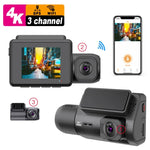 M700A เครื่องบันทึกวิดีโอรถยนต์ 3 ช่อง 4K UHD หน้า+1080P ภายใน+2K หลัง+GPS+WiFi กล้องติดรถยนต์, M700A