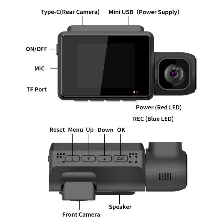 M700A เครื่องบันทึกวิดีโอรถยนต์ 3 ช่อง 4K UHD หน้า+1080P ภายใน+2K หลัง+GPS+WiFi กล้องติดรถยนต์, M700A