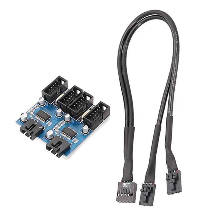 สายต่อขยายเมนบอร์ด 9 พิน USB2.0 แบบ 1 ต่อ 4 พร้อมชิป รองรับหลายอินเทอร์เฟซ สำหรับใช้งานร่วมกัน, 1 ต่อ 4