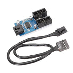 สายต่อขยายเมนบอร์ด 9 พิน USB2.0 แบบ 1 ต่อ 2 พร้อมชิป รองรับหลายอินเทอร์เฟซ สำหรับใช้งานร่วมกัน, 1 ต่อ 2