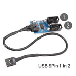 สายต่อขยายเมนบอร์ด 9 พิน USB2.0 แบบ 1 ต่อ 2 พร้อมชิป รองรับหลายอินเทอร์เฟซ สำหรับใช้งานร่วมกัน, 1 ต่อ 2
