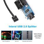 สายต่อขยายเมนบอร์ด 9 พิน USB2.0 แบบ 1 ต่อ 2 พร้อมชิป รองรับหลายอินเทอร์เฟซ สำหรับใช้งานร่วมกัน, 1 ต่อ 2