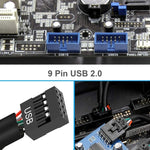 สายต่อขยายเมนบอร์ด 9 พิน USB2.0 แบบ 1 ต่อ 2 พร้อมชิป รองรับหลายอินเทอร์เฟซ สำหรับใช้งานร่วมกัน, 1 ต่อ 2