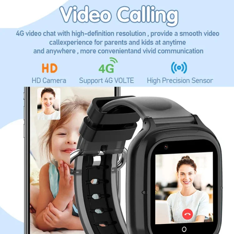 นาฬิกาอัจฉริยะสำหรับเด็ก 4G พร้อมฟังก์ชันระบุตำแหน่ง กันน้ำมาตรฐาน IP67 / วิดีโอ / โทรด้วยเสียง