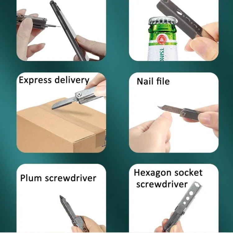 เครื่องมืออเนกประสงค์ 5-in-1 ขนาดเล็ก พร้อมที่ดึงถาดซิม ไขควง ที่เปิดขวด ฯลฯ 5-in-1