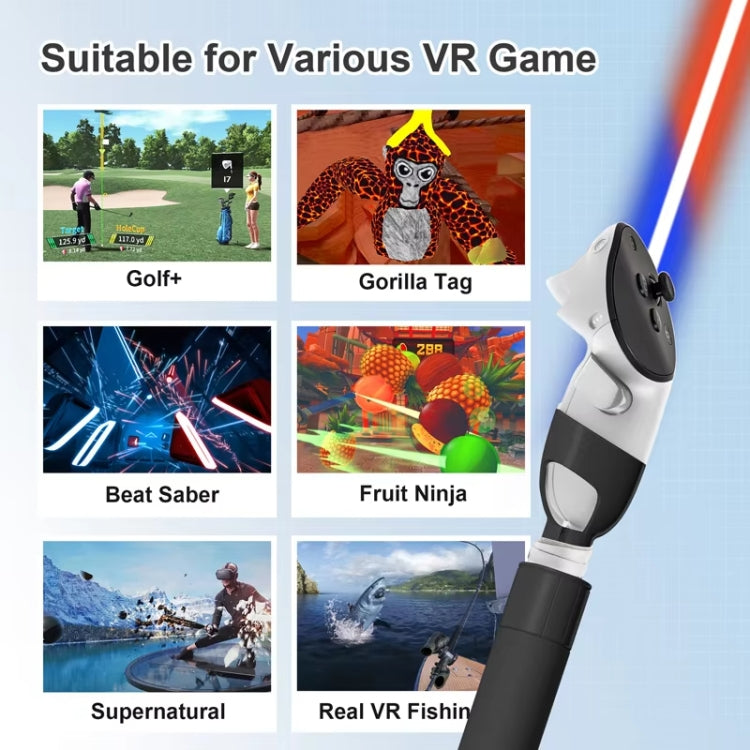DEVASO สำหรับ Meta Quest 3S / 3 เกมดาบไฟ เกมกอล์ฟ เสาเสริม อุปกรณ์จับเบสบอล