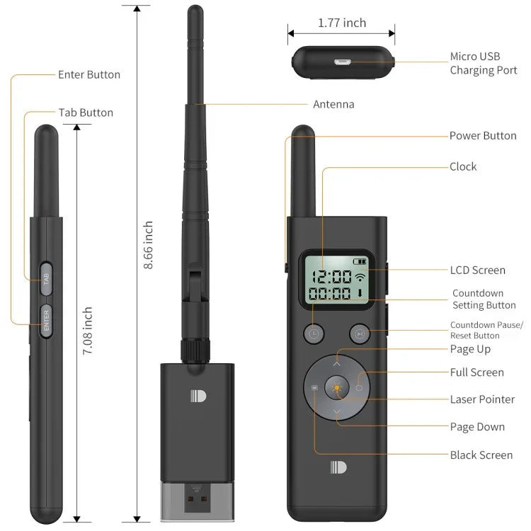 Doosl DSIT037 300m Long Distance Laser Remote Control Green Light Page Turner, DSIT037