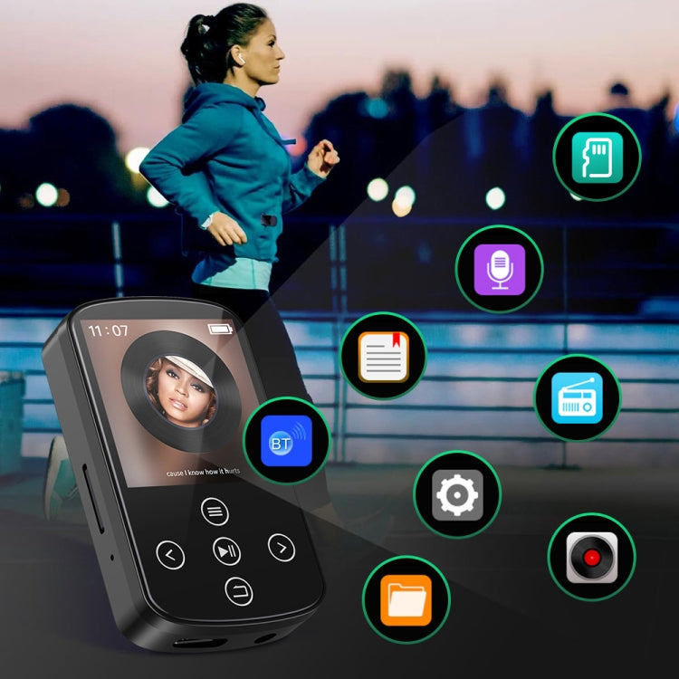 เครื่องเล่นเพลง MP3 บลูทูธ HIFI พร้อมคลิปกีฬา หน้าจอสัมผัส MP4 ไม่มีการ์ด TF, ความจุ 8GB, 16GB, 32GB, 64GB, 128GB